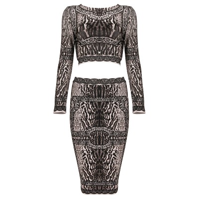 'Lisa' jungle print 2 piece bandage dress